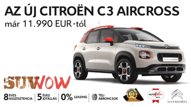 Bemutatkozik az új Citroën C3 Aircross kompakt SUV az Autobest 2018 díjának nyertese