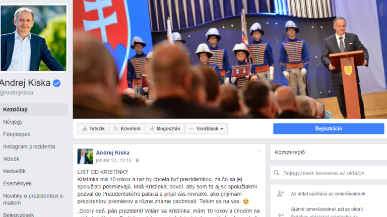 Az összes parlamenti pártot lekörözi Andrej Kiska a Facebookon