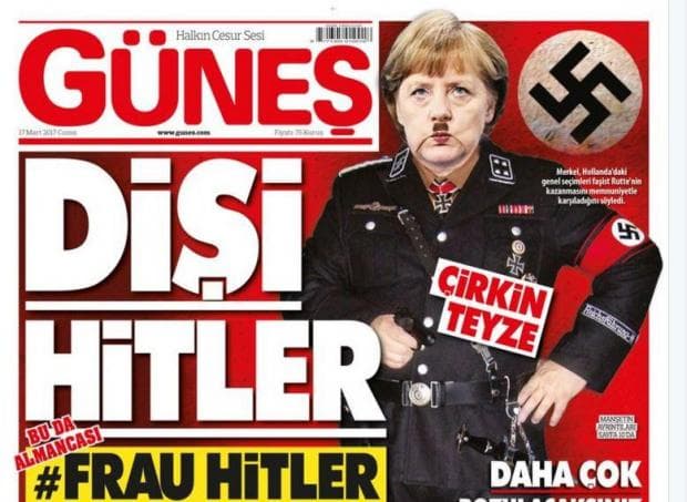 Hitlerként ábrázolta Angela Merkelt címlapján egy török lap