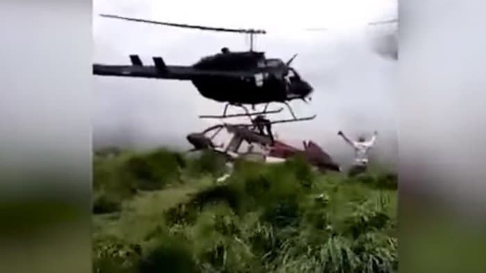 BORZALOM: Darabokra vágta a férfit a helikopter propellere (videó) 18+