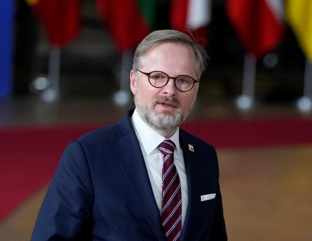 Petr Fiala cseh miniszterelnök képviselte Eduard Hegert az EU-csúcson