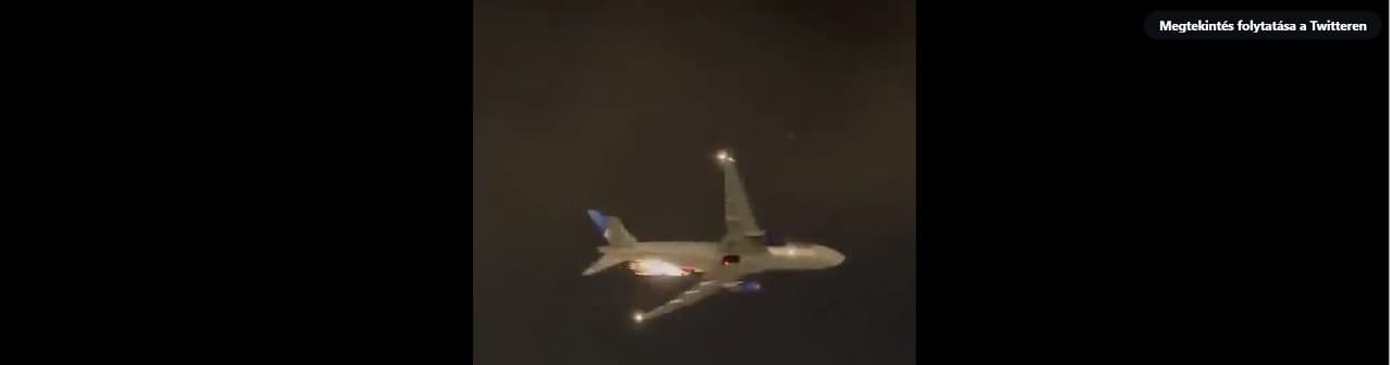 Már a levegőben volt a repülő, mikor szikrázni kezdett a szárnya mögötti rész (+VIDEÓ)