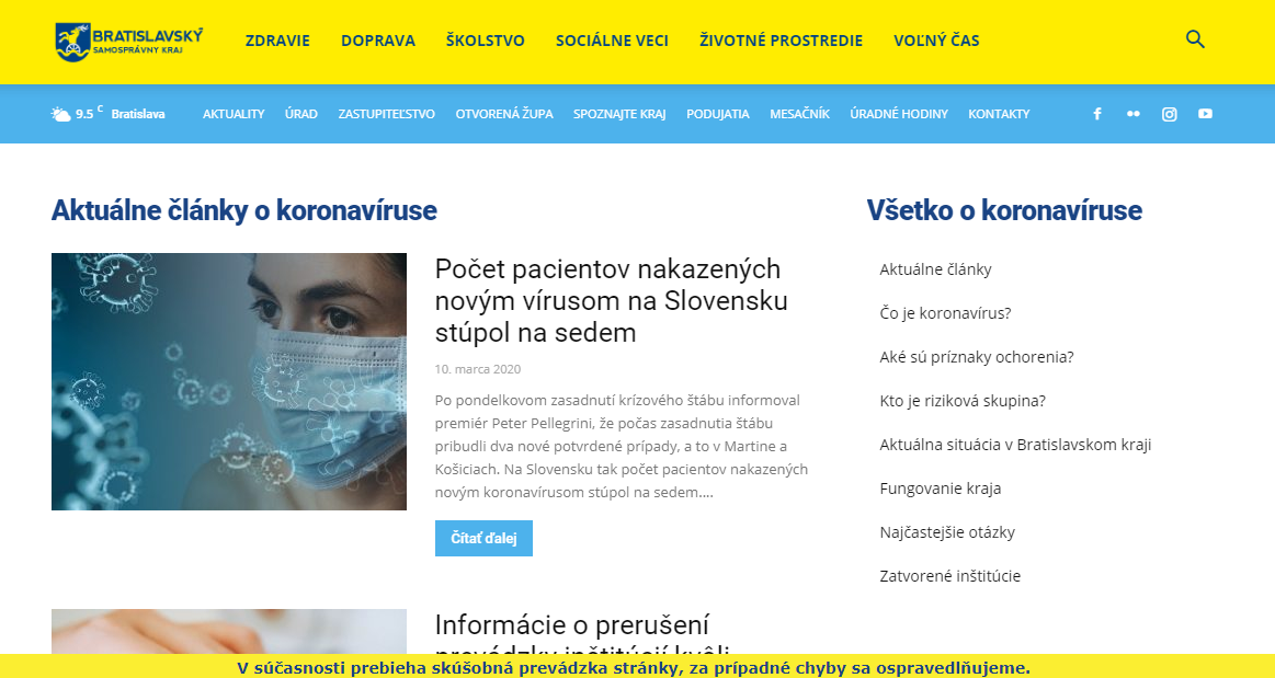 Egy honlapon lehet tájékozódni a koronavírussal kapcsolatos korlátozásokról Pozsony megyében