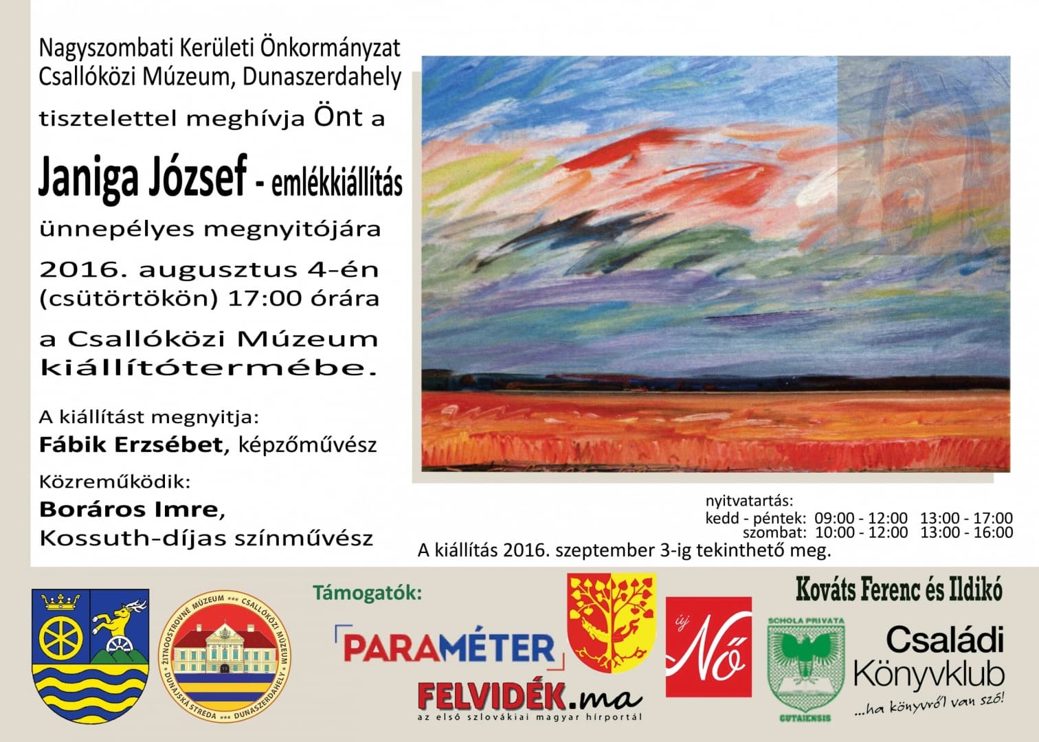 Janiga József-emlékkiállítás a dunaszerdahelyi Csallóközi Múzeumban