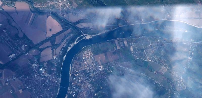Az űrből is látszik, mennyire alacsony a Duna vízállása Párkánynál